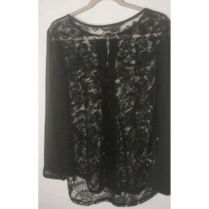 Coquette Elegant Romantic Stunning Blouse Size L floral lace blouse sheer‎